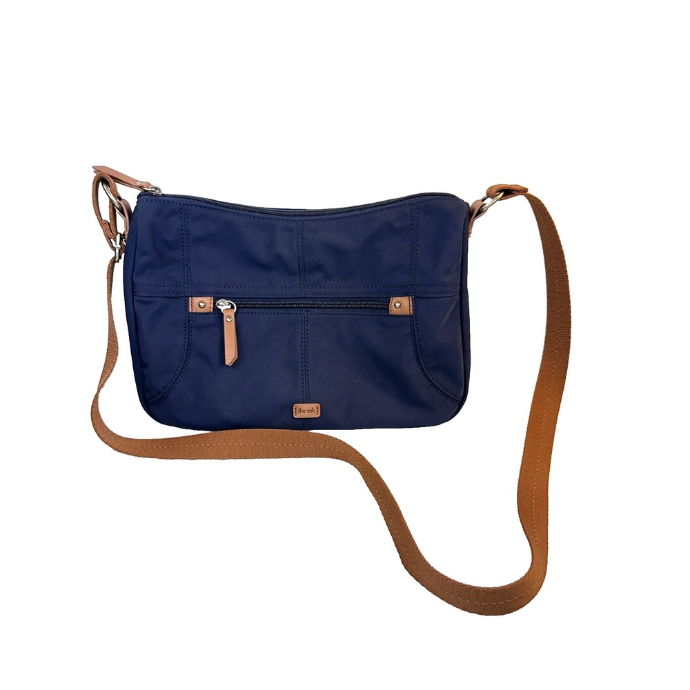 The Sak Esperato Nylon Hobo Crossbody Bag Navy Blue Multi-Pocket Purse NWOT